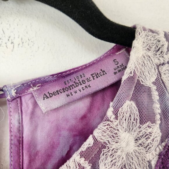 Abercrombie & Fitch Sleeveless Lace Purple Tie-Dye Boho Festival Dress Size S - Picture 7 of 7